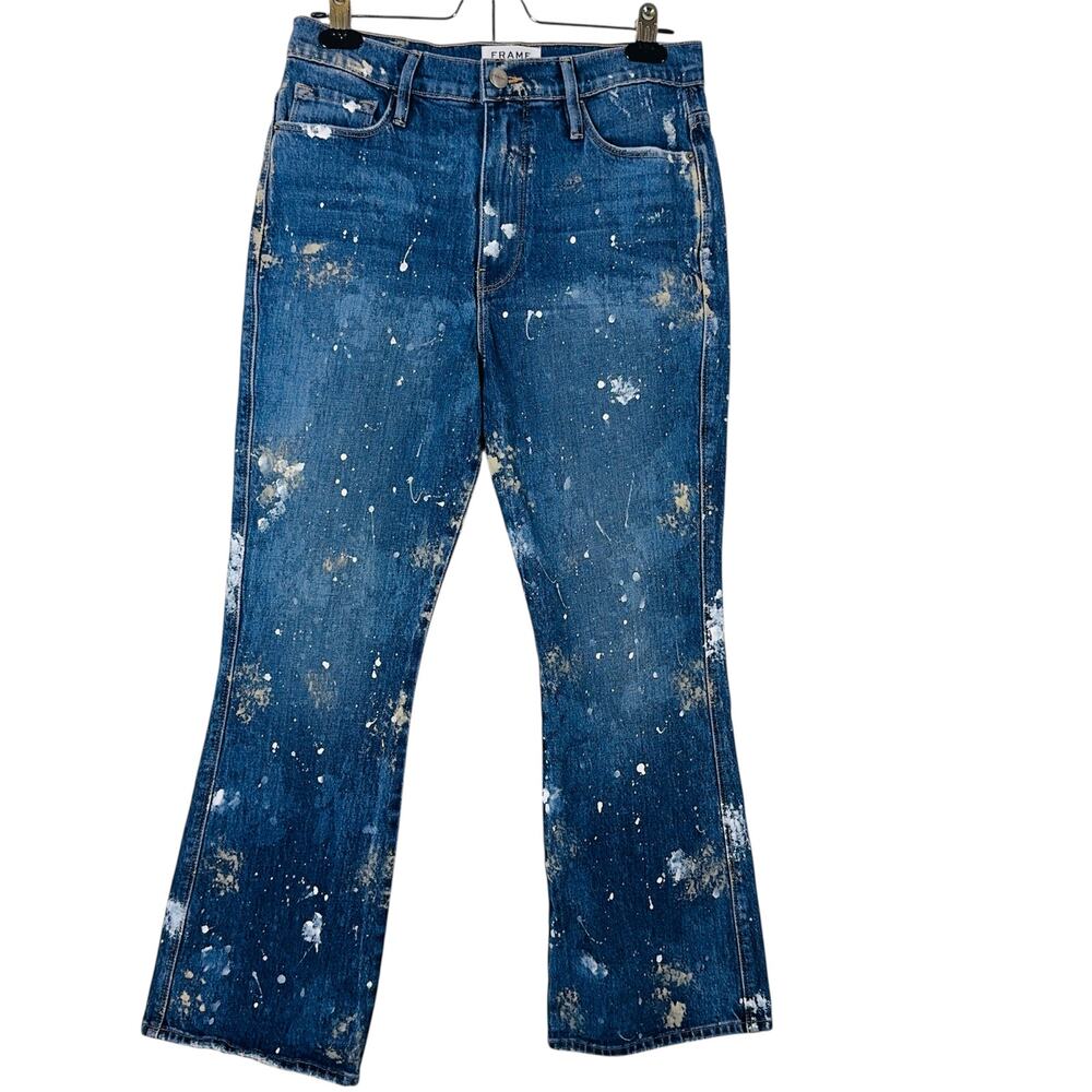 FRAME Denim Le Sylvie Kick Boot Jeans Paint Splatter Size 28
